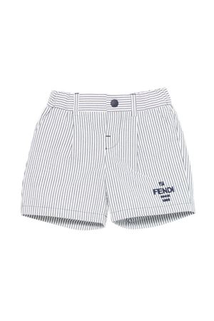 bermuda in cotone blu e bianco FENDI KIDS | BMF280AY8GF1I11